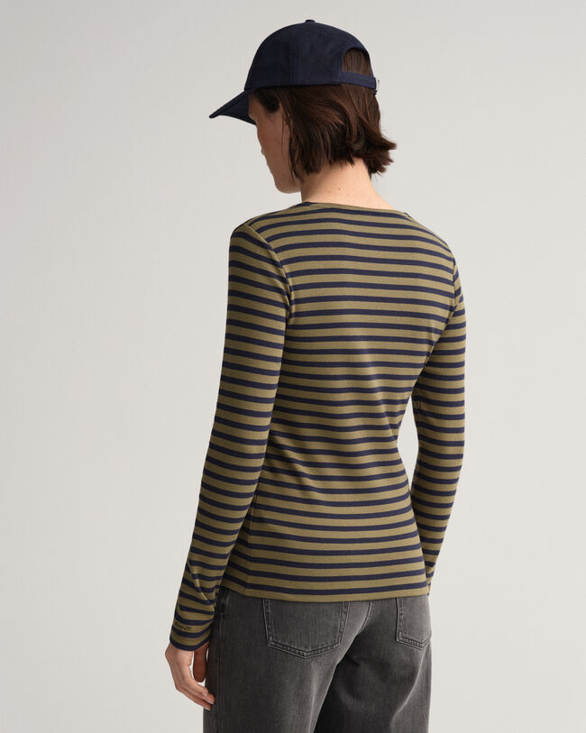 Striped Long Sleeve Ribbed T-Shirt