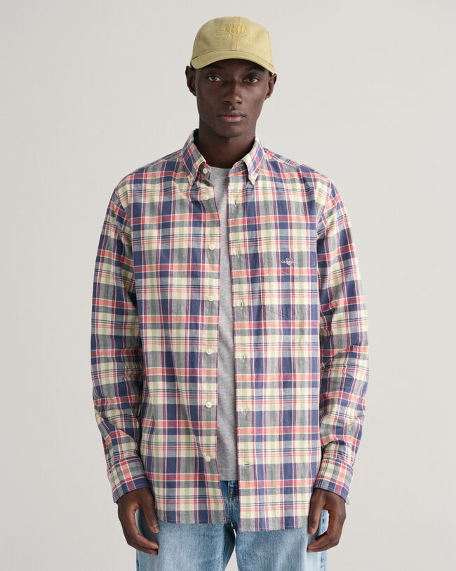 Regular Fit Checked Cotton Linen Shirt