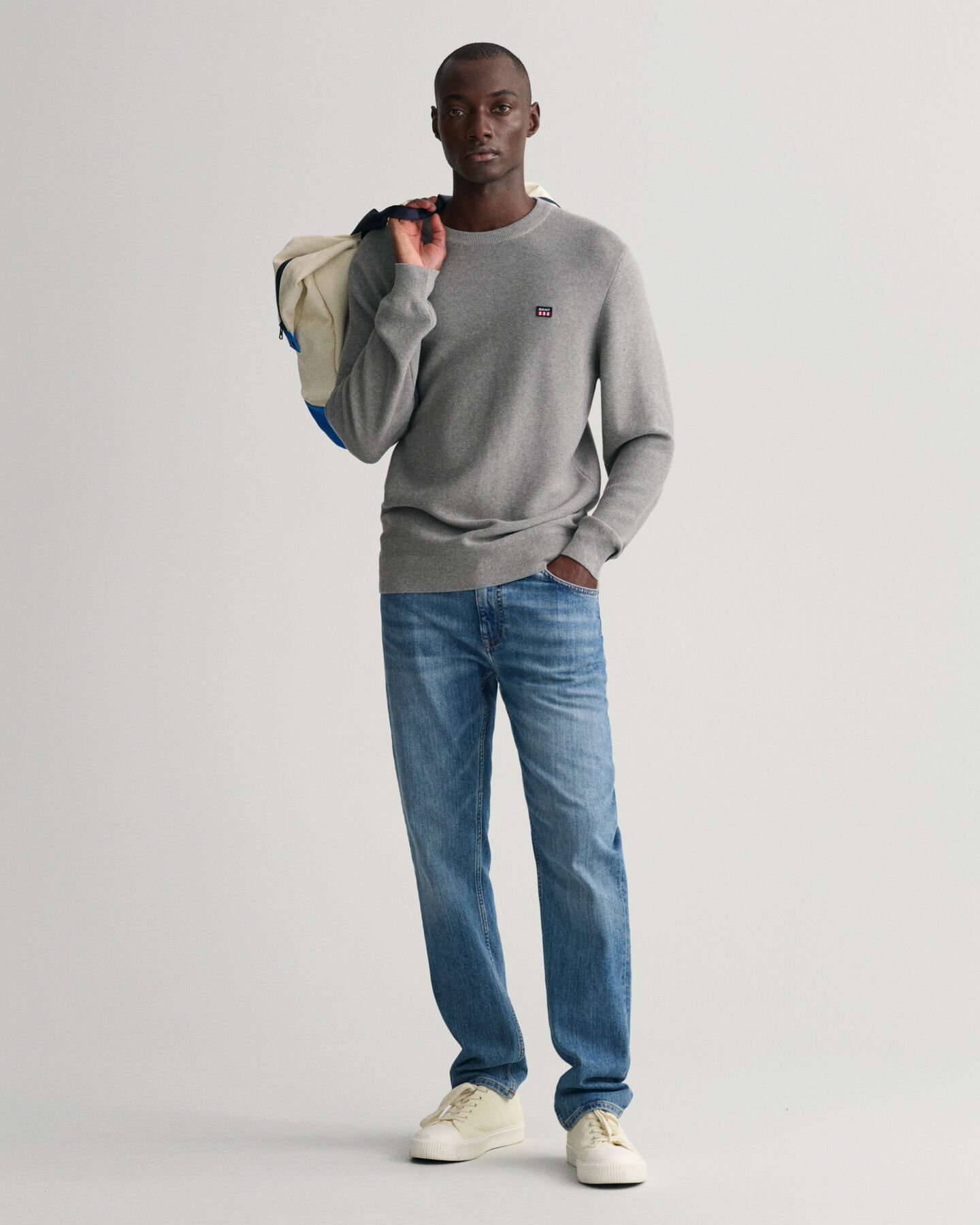 Light Texture Crew Neck Sweater