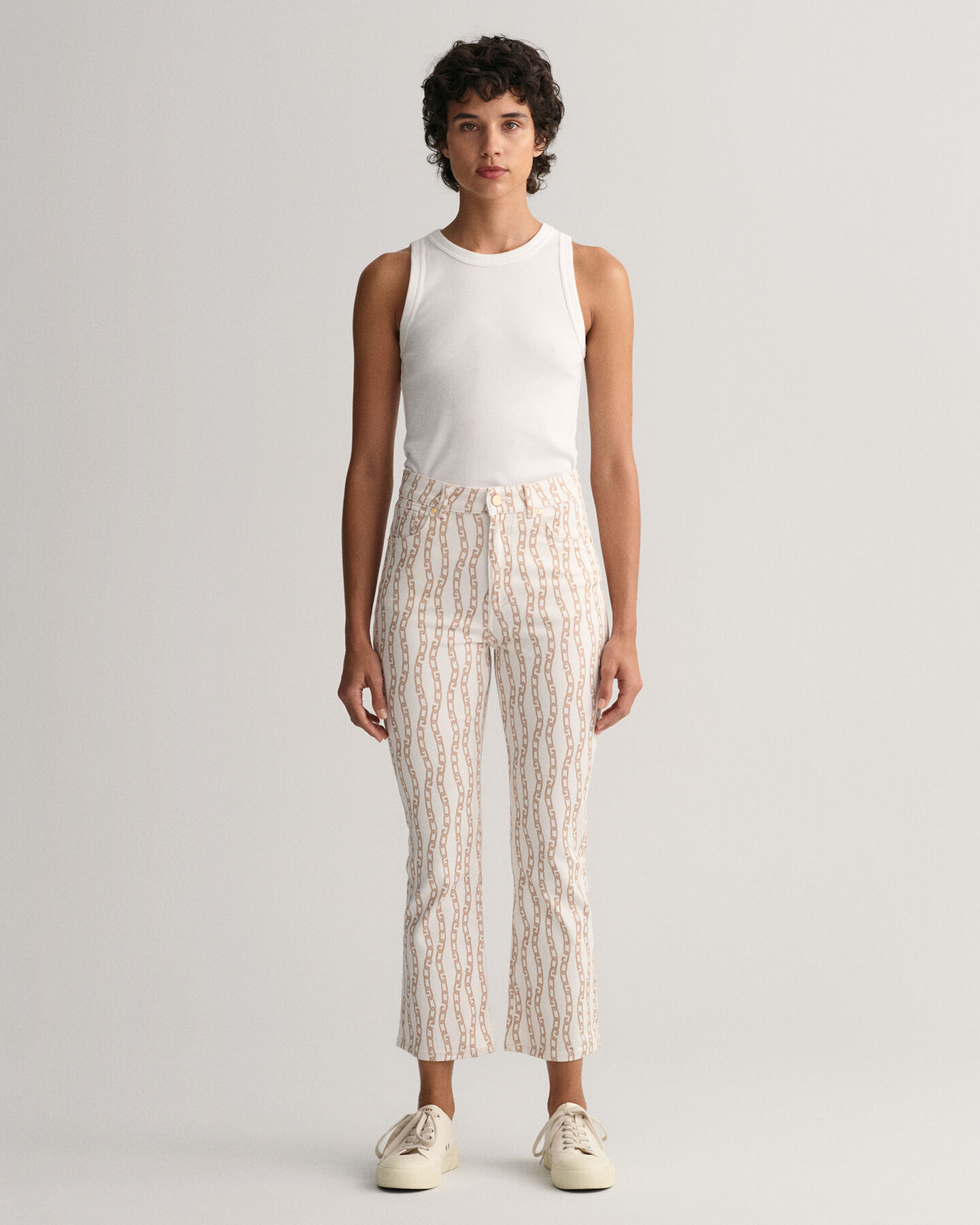 Cropped Chain Print Jeans