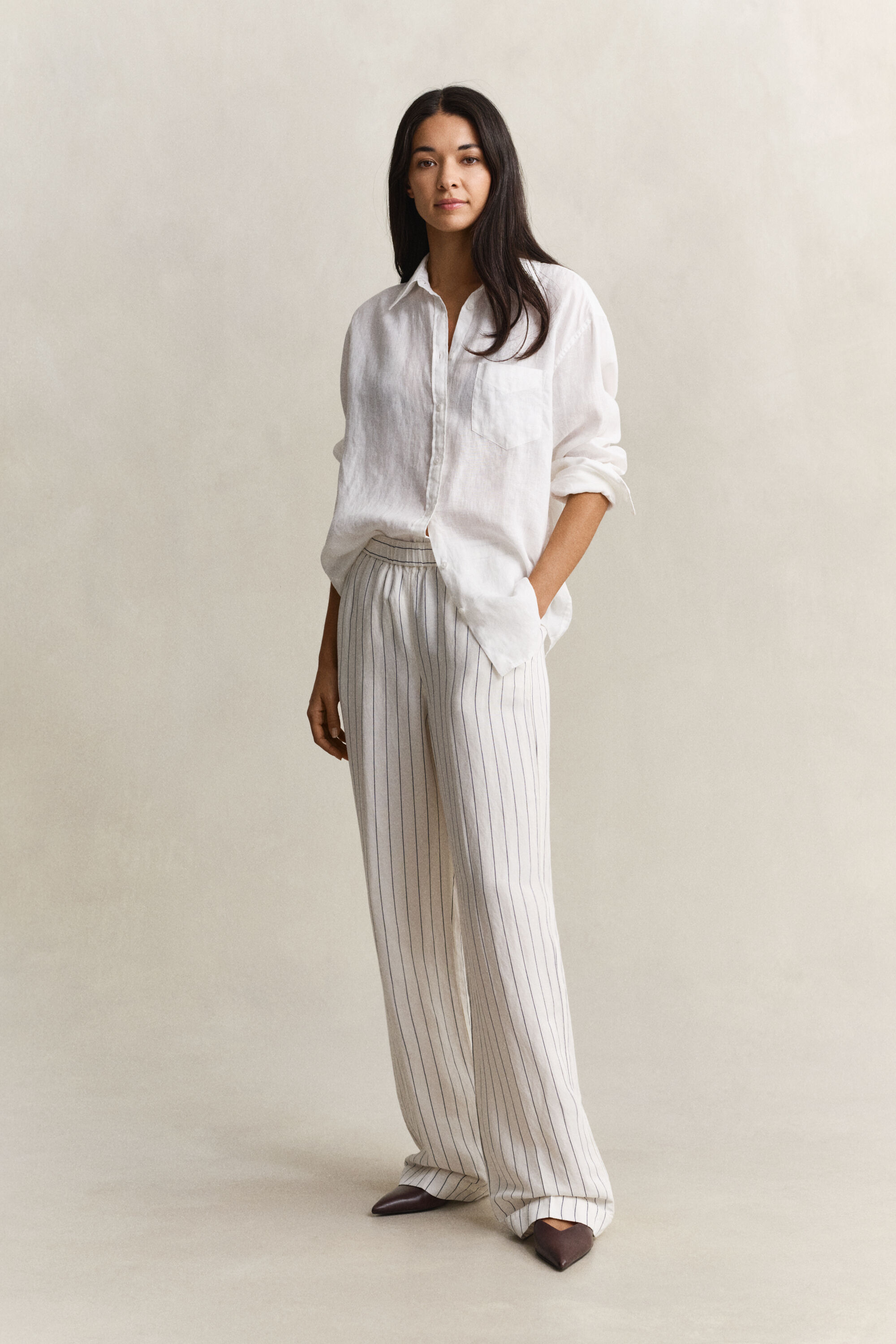 Striped Linen Blend Pants