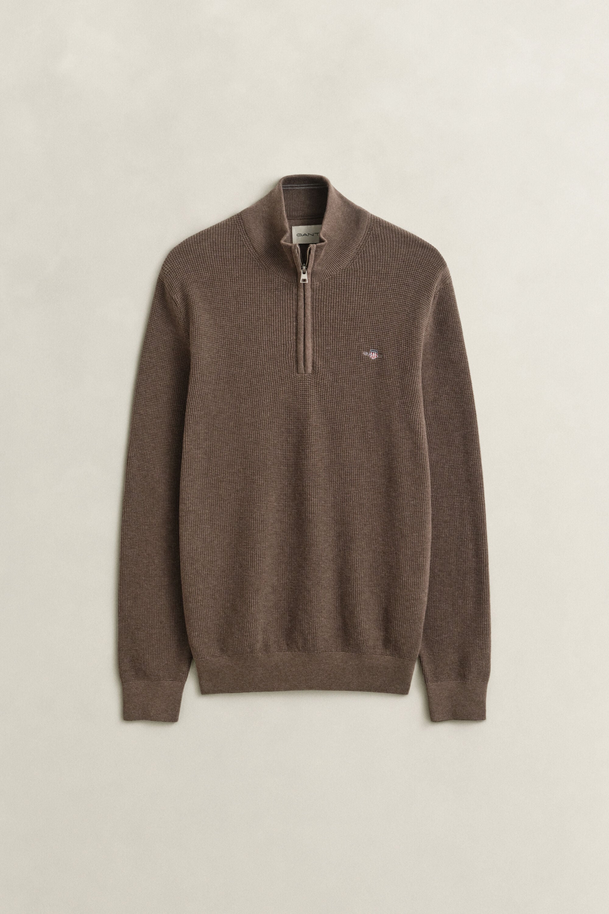 Textured Cotton Half-Zip Sweater