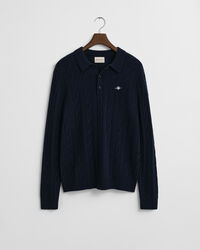 Lambswool Cable Knit Polo Sweater