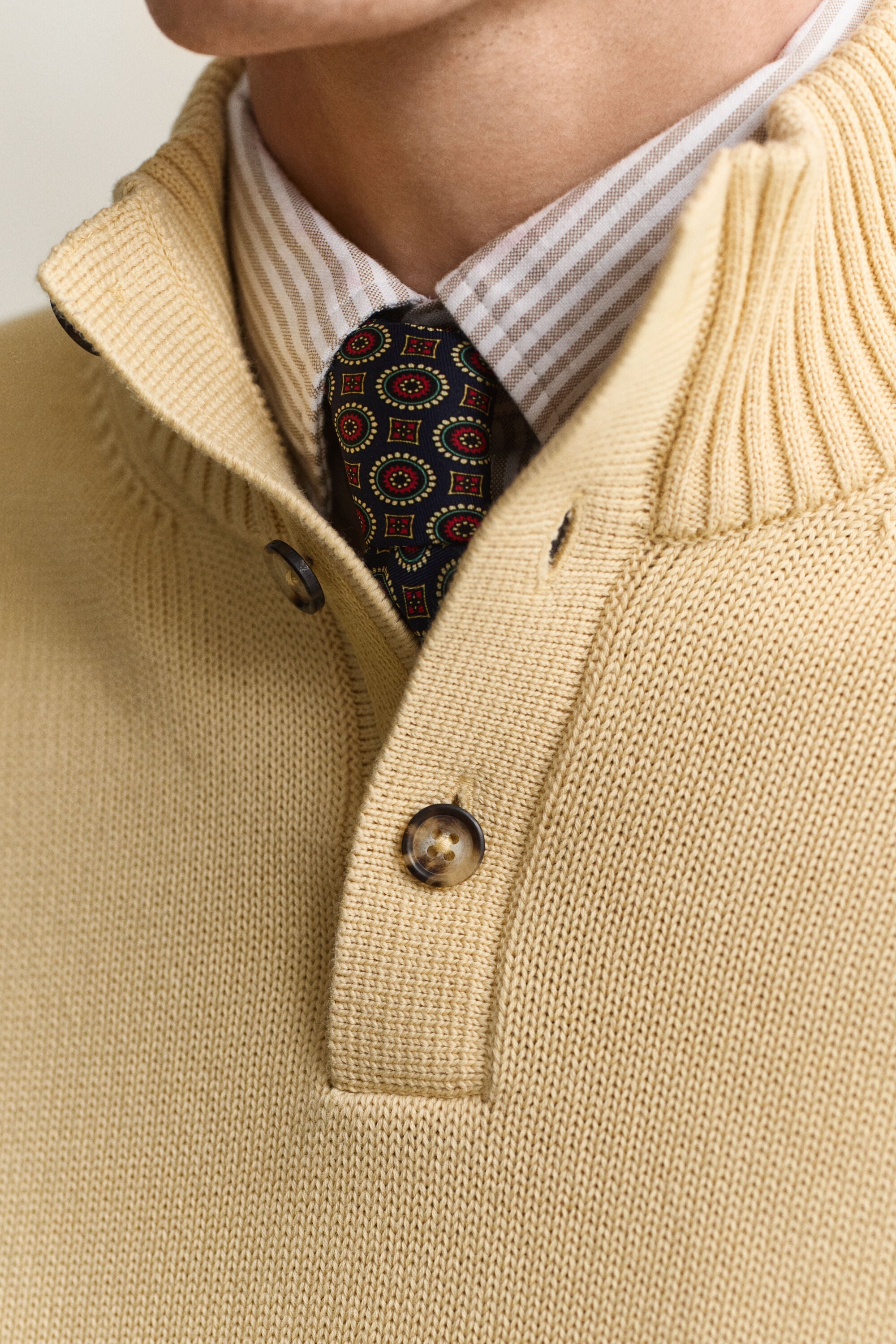 Supima Cotton Buttoned Neck Sweater