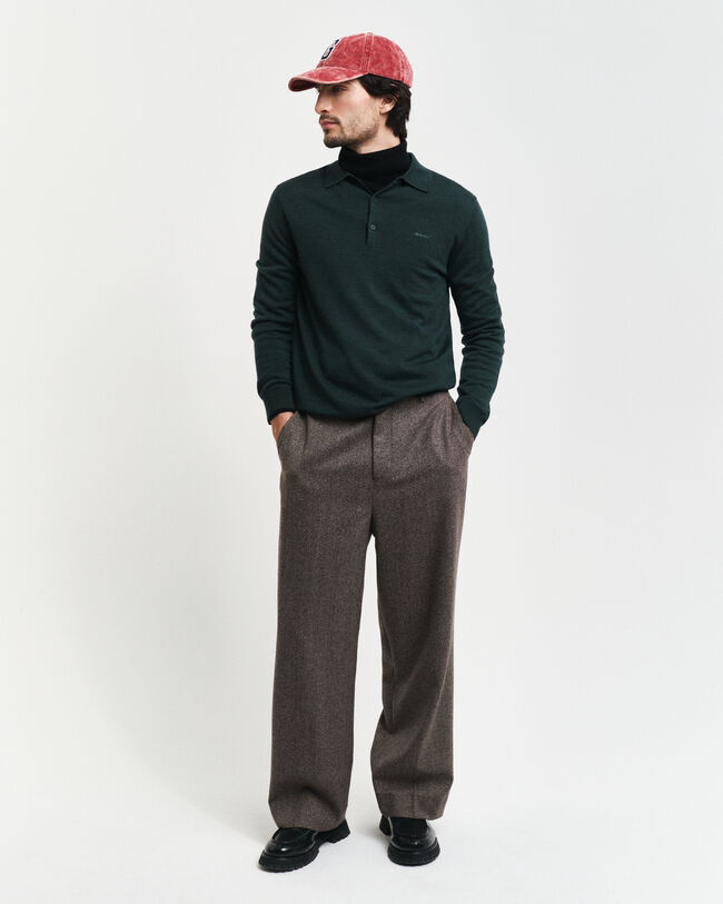 Extra Fine Merino Wool Polo Sweater