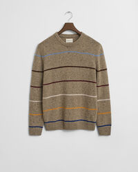 Striped Wool Blend Nepps Crew Neck Sweater