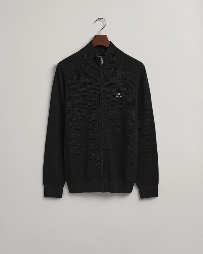 Cotton Piqu&eacute; Half-Zip Cardigan