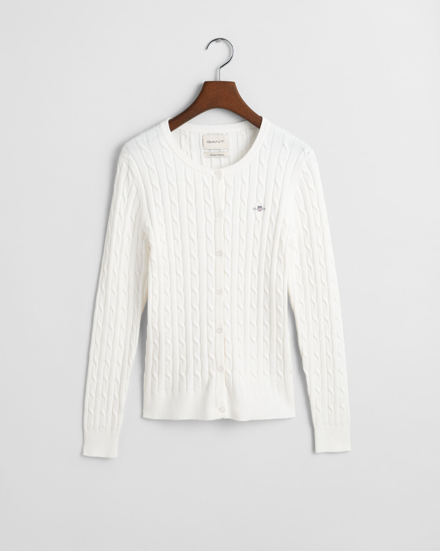 Stretch Cotton Cable Knit Cardigan