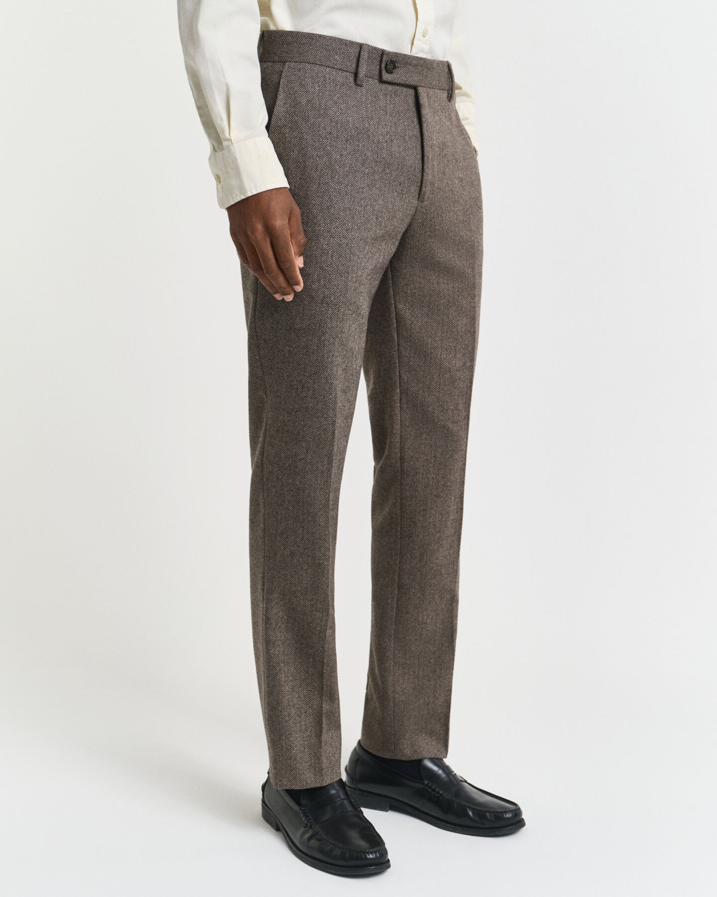Slim Fit Flannel Herringbone Suit Pants