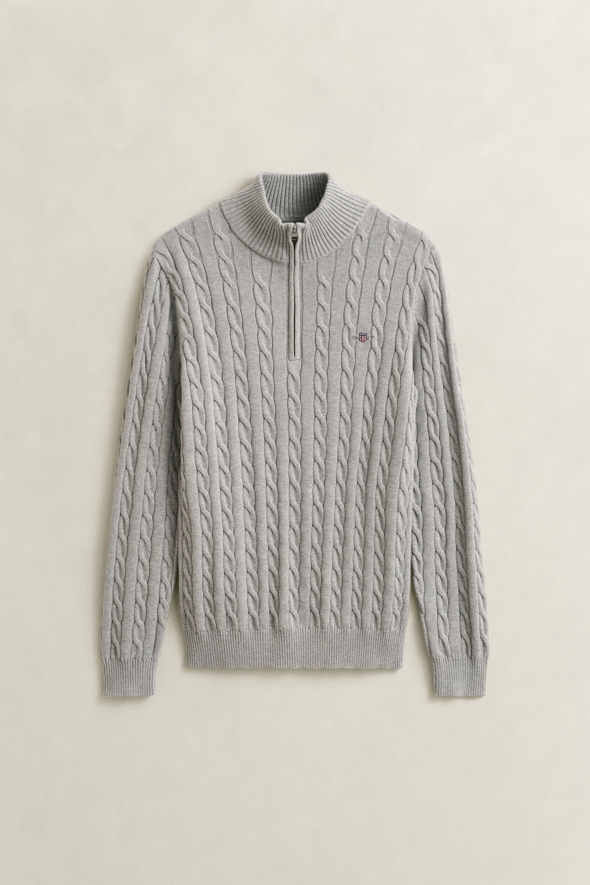Cotton Cable Knit Half-Zip Sweater