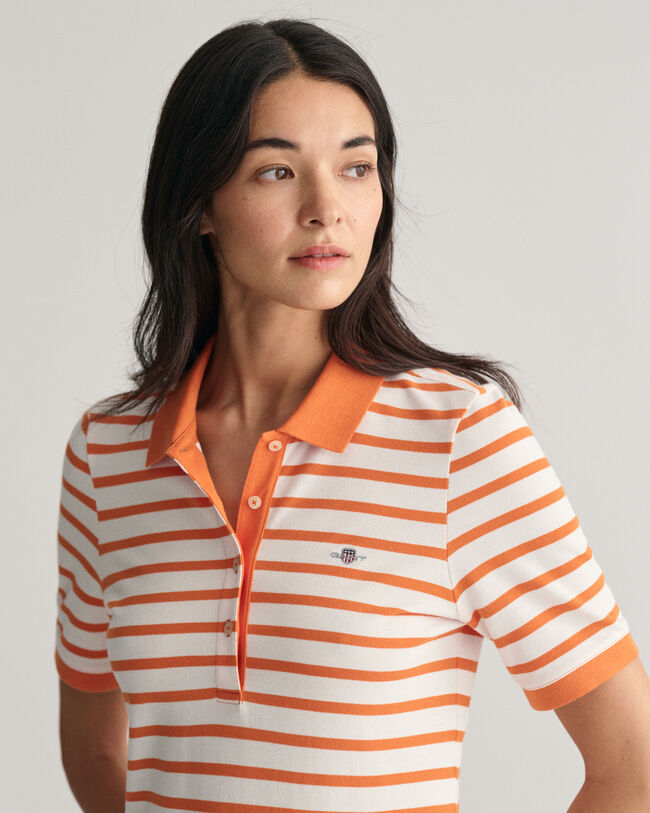 Striped Shield Piqu&eacute; Polo Dress