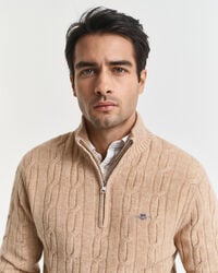 Lambswool Cable Knit Half-Zip Sweater