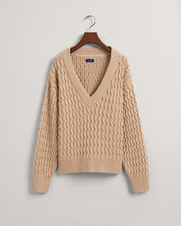 Textured Cotton V-Neck Sweater