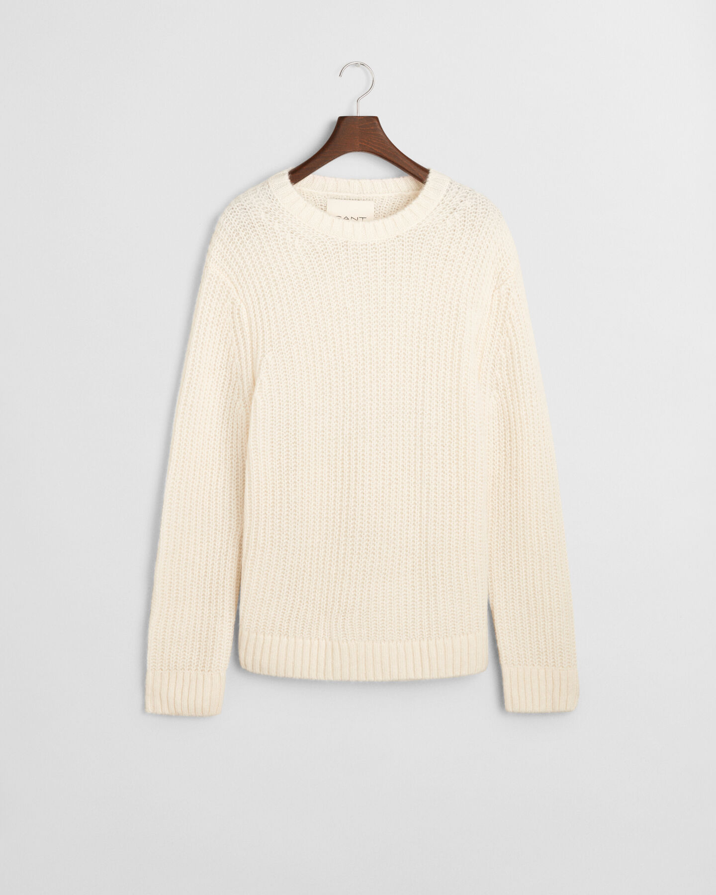 Ribbed Alpaca Wool Blend Crew Neck Sweater
