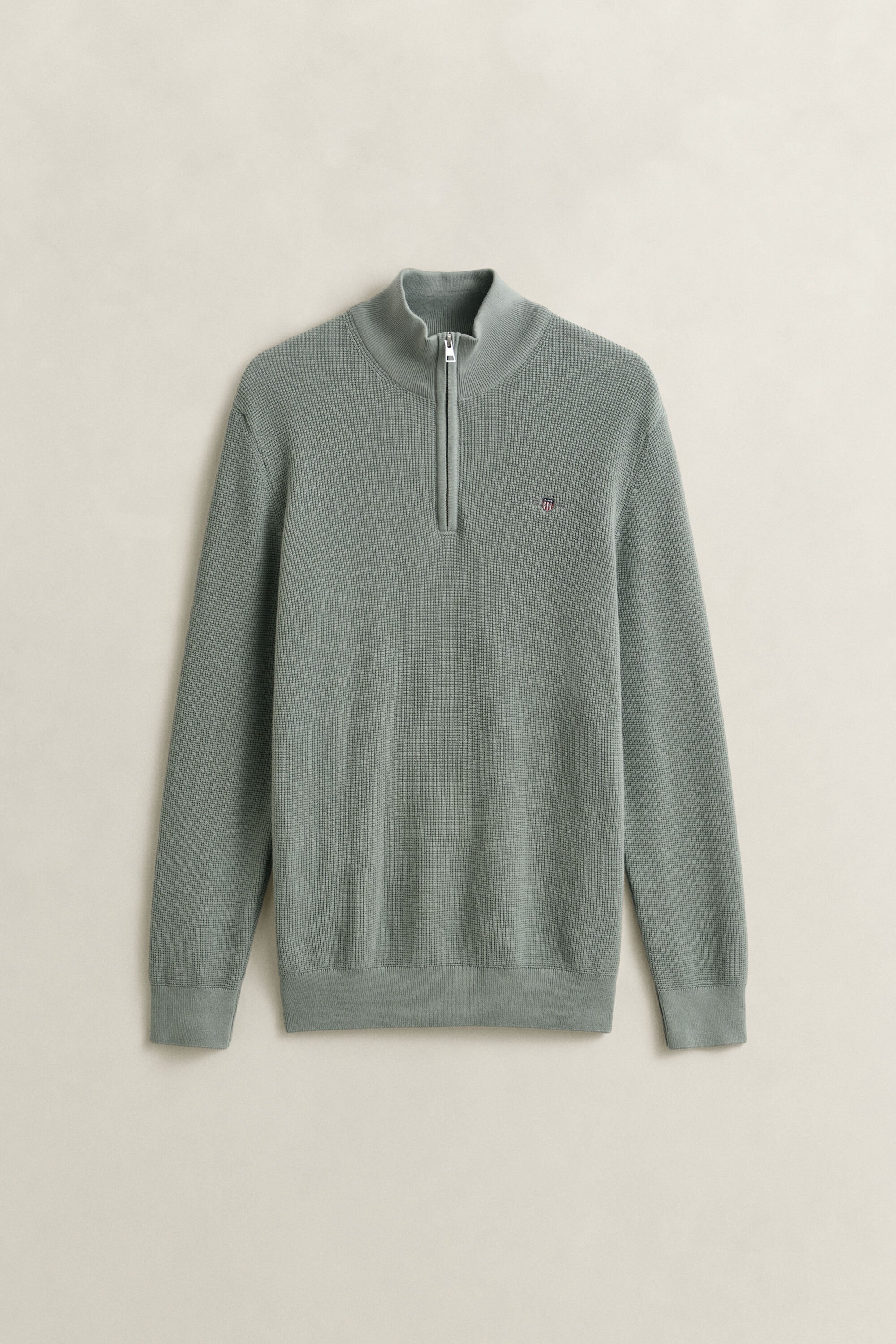 Textured Cotton Half-Zip Sweater