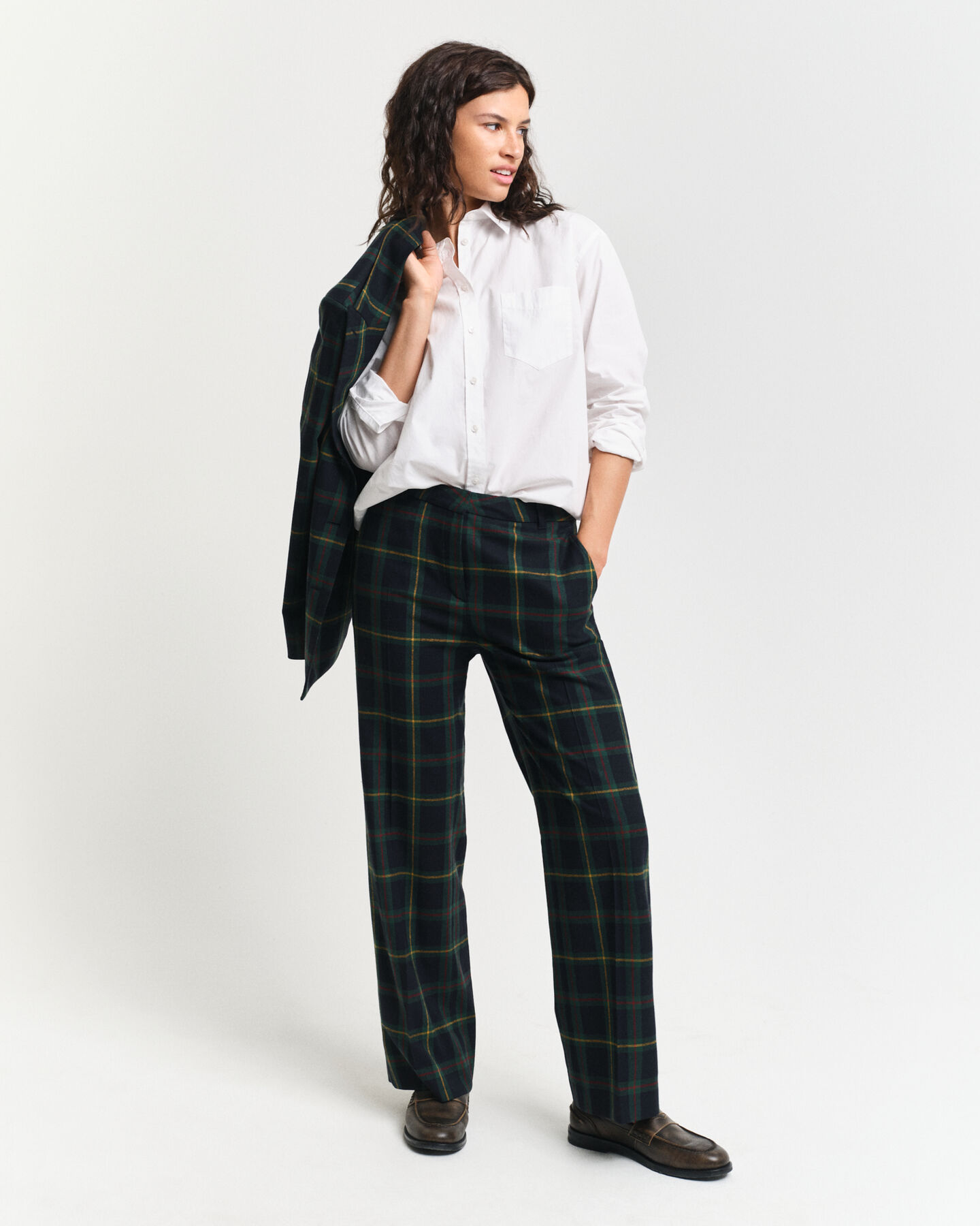 Straight Leg Checked Suit Pants