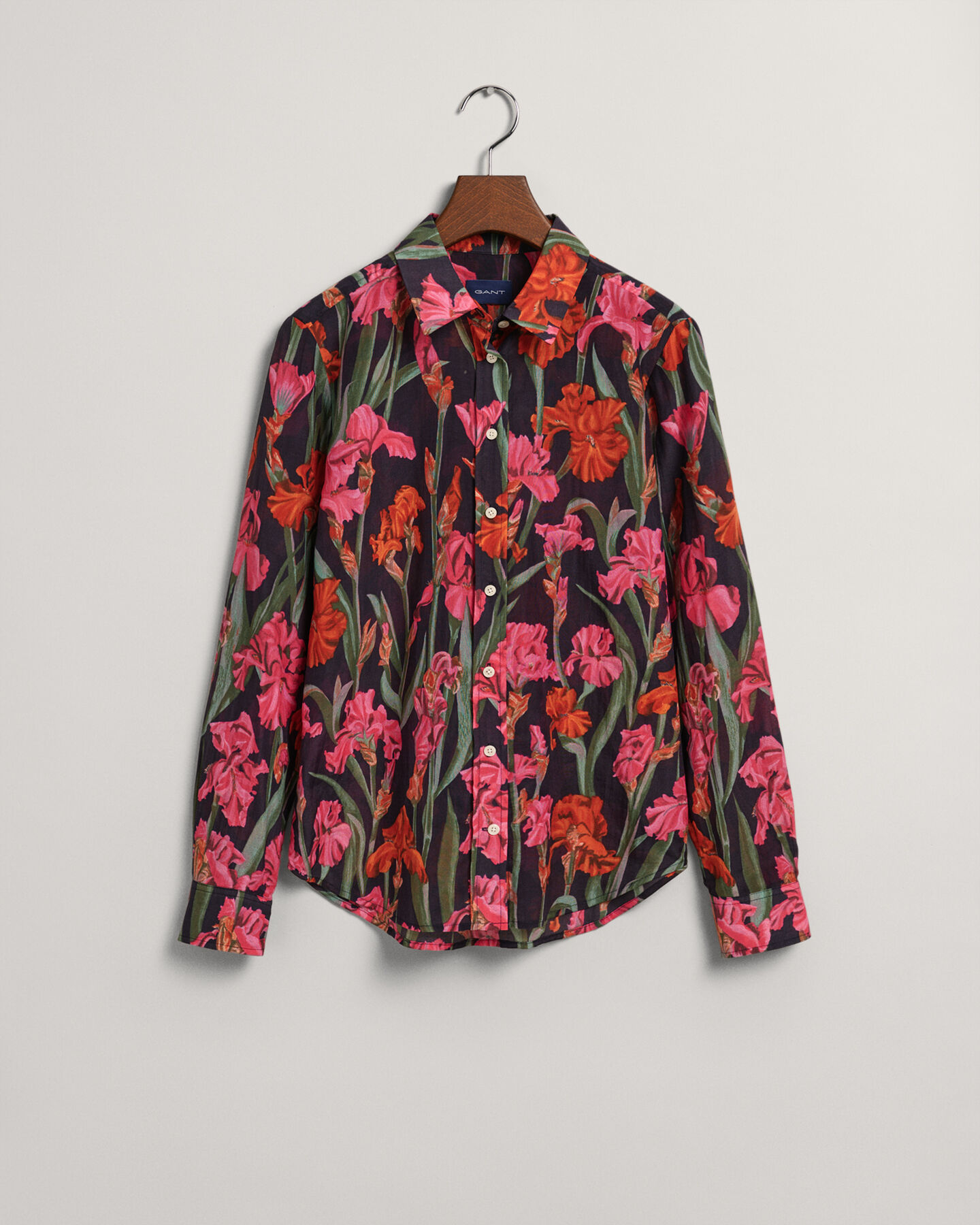 Regular Fit Iris Print Cotton Silk Shirt