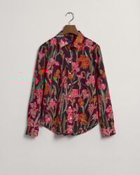 Regular Fit Iris Print Cotton Silk Shirt