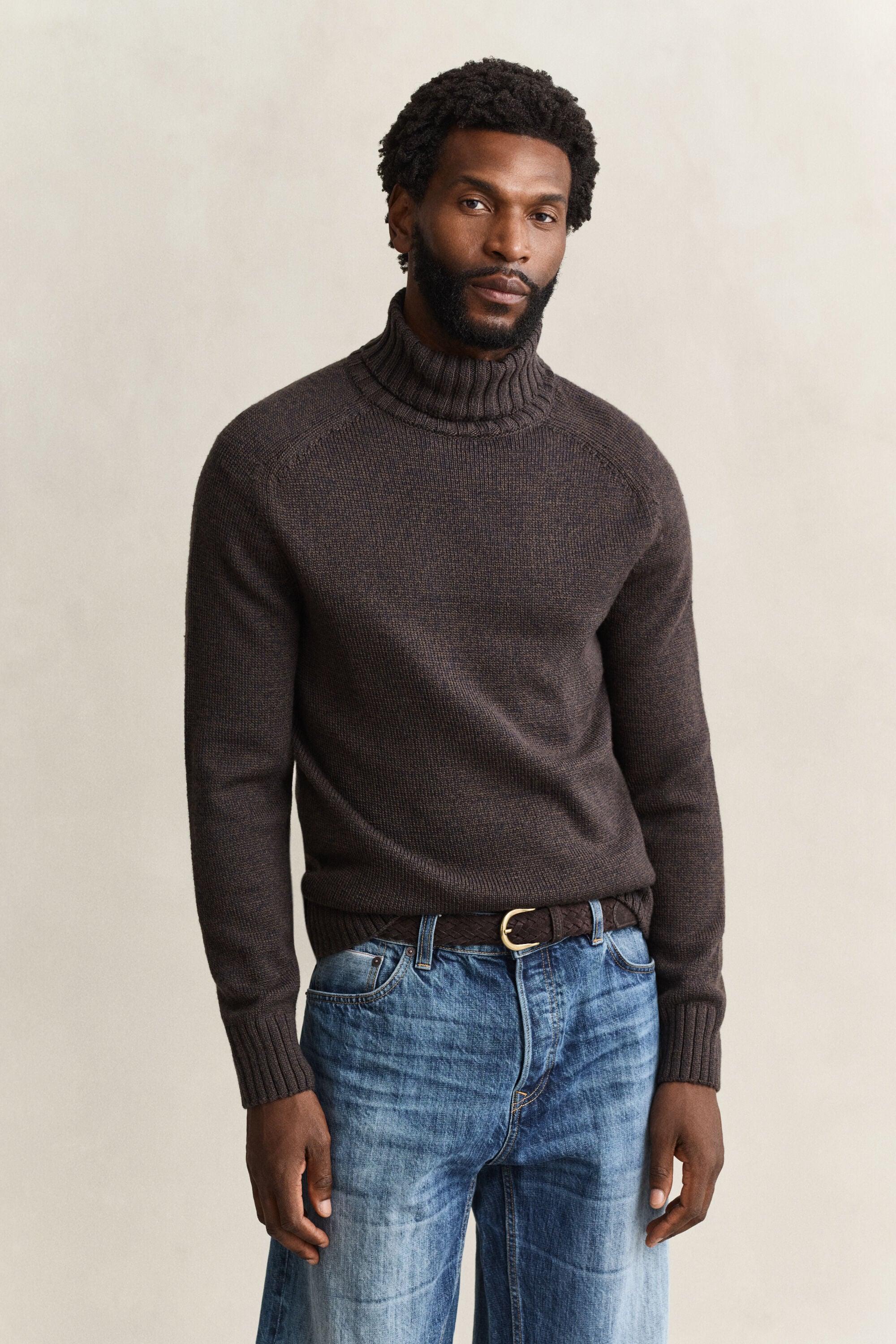 Wool Mouliné Blend Turtleneck Sweater