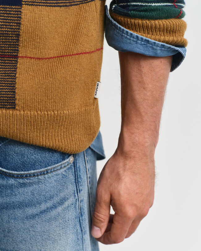 Checked Crew Neck Sweater