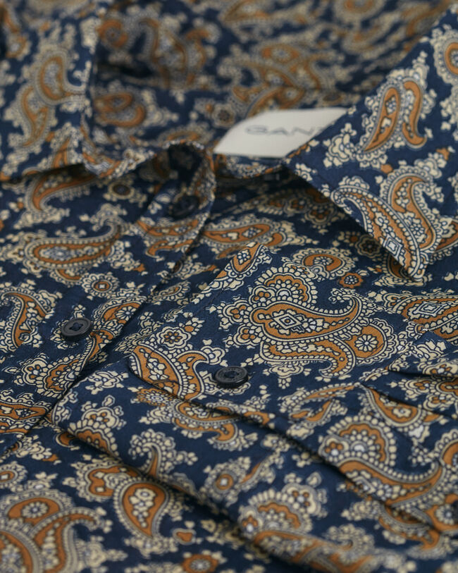 Relaxed Fit Paisley Cotton Silk Shirt