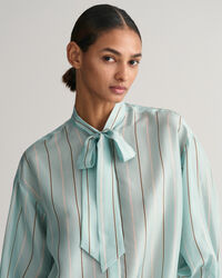 Silk Striped Bow Blouse
