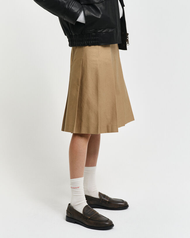 Pleated Chino Skirt