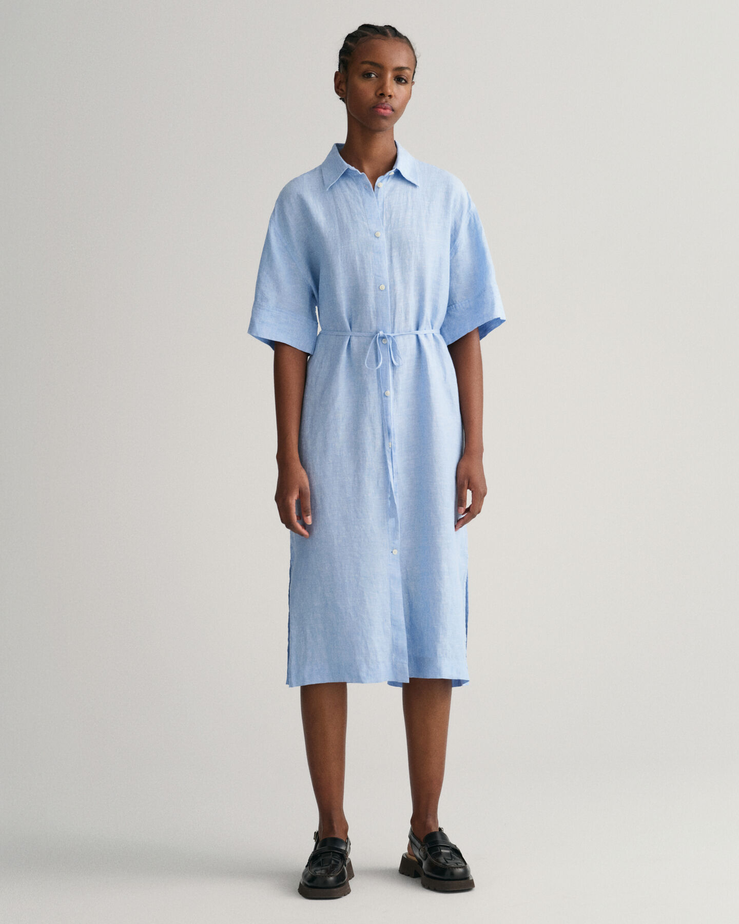 Linen Short Sleeve Shirt Dress
