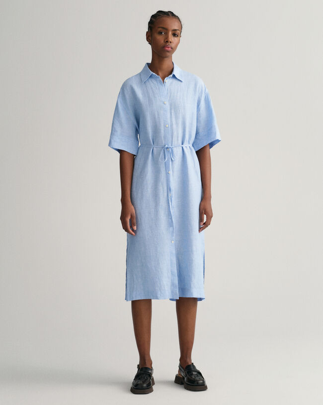 Linen Short Sleeve Shirt Dress