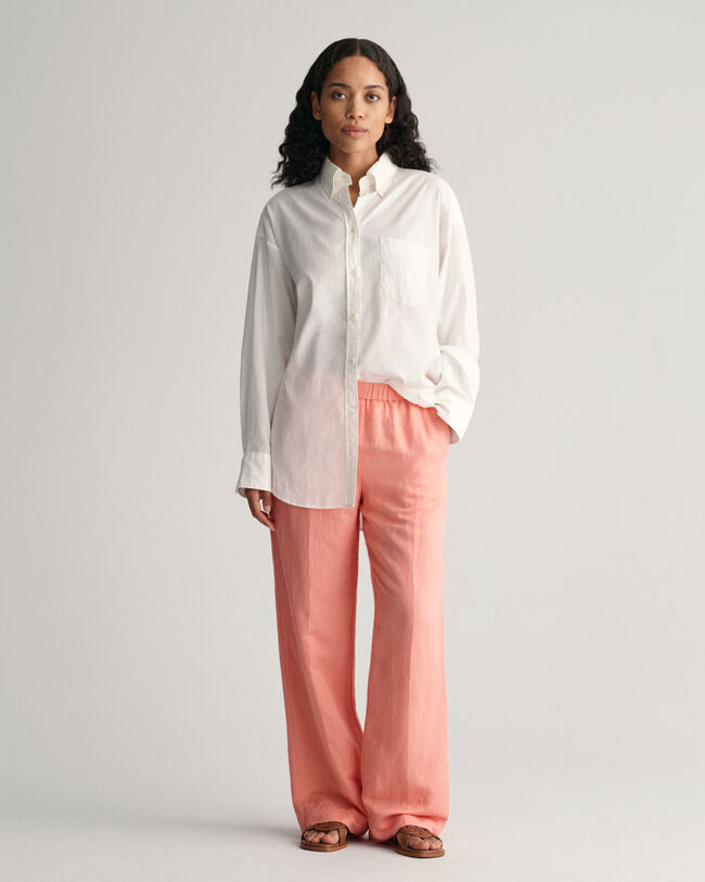 Relaxed Fit Linen Blend Pull-On Pants