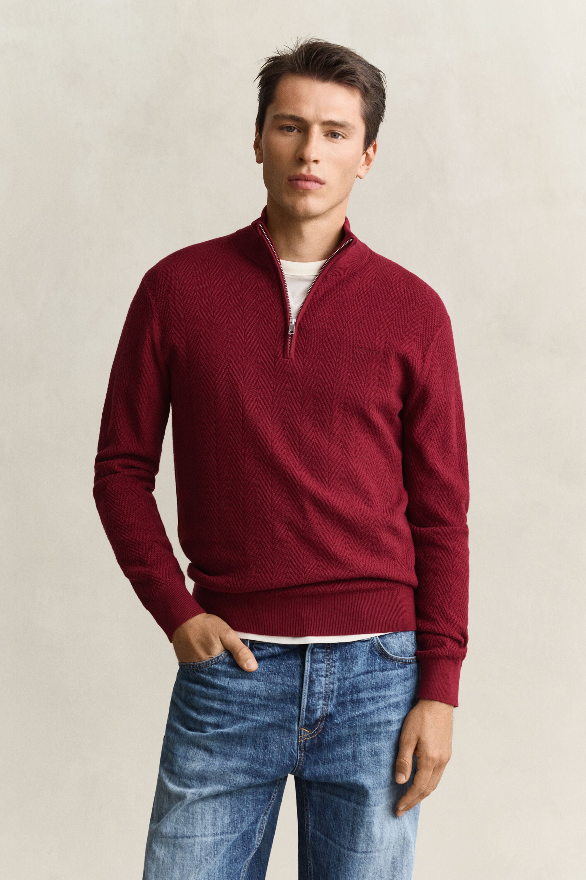 Herringbone Half-Zip Sweater