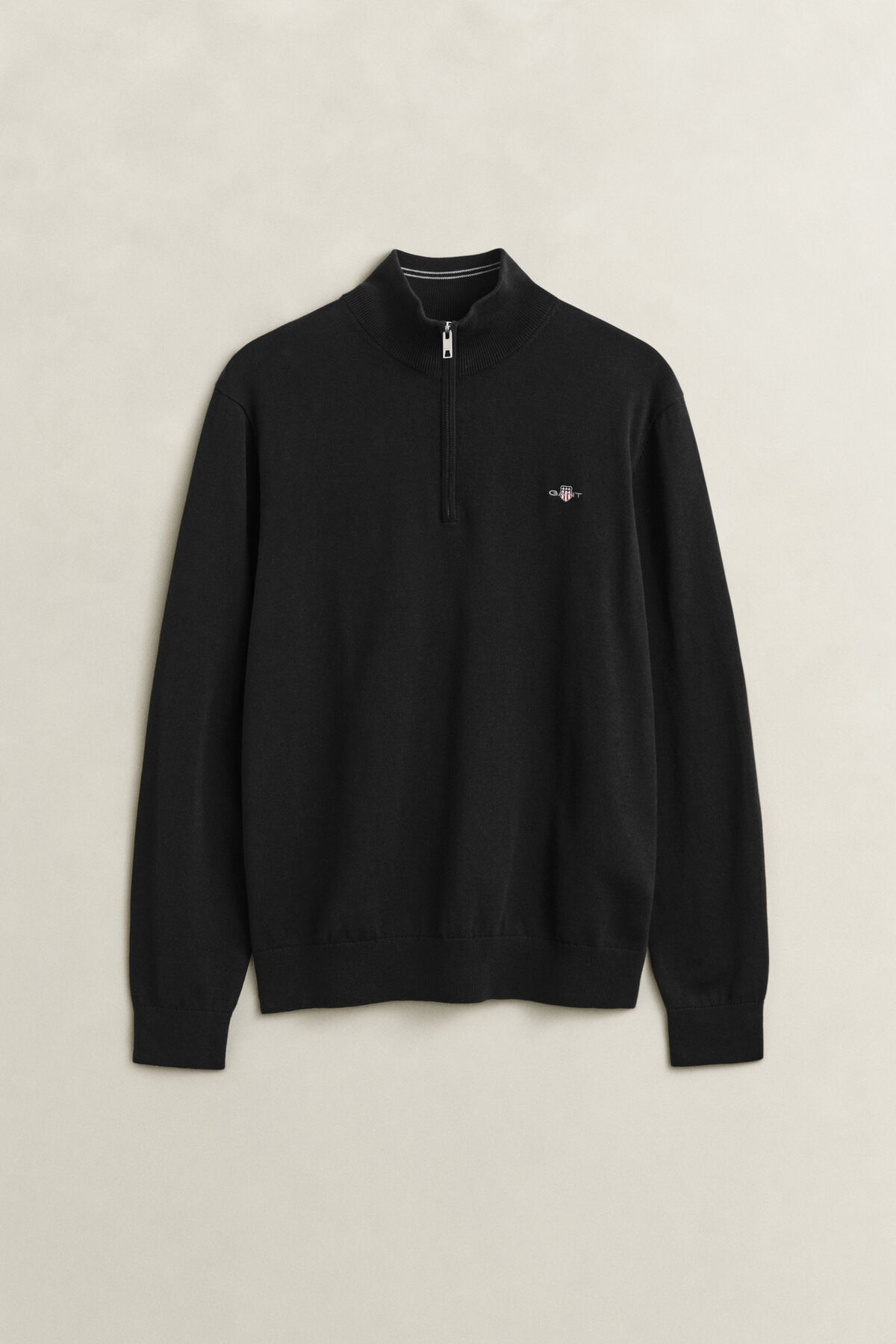 Classic Cotton Half-Zip Sweater — BLACK