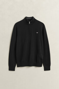 Classic Cotton Half-Zip Sweater — BLACK 1