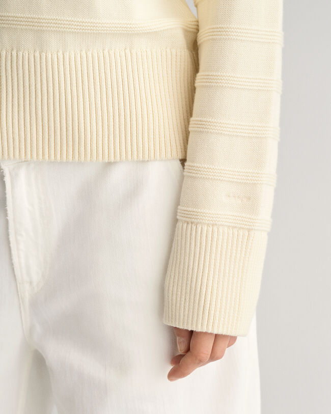 Tonal Striped Cotton Crew Neck Sweater