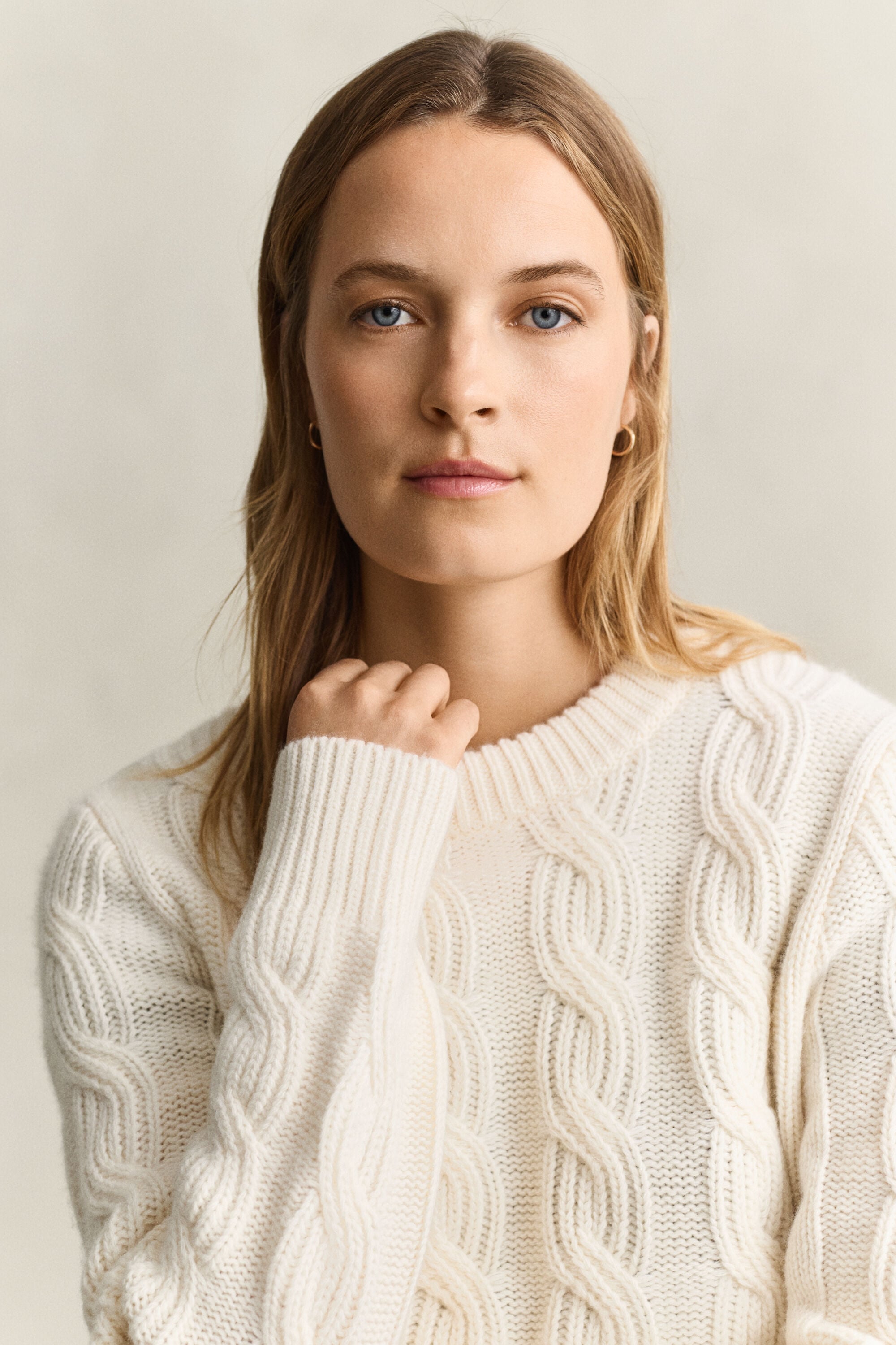 Wool Blend Cable Knit Sweater