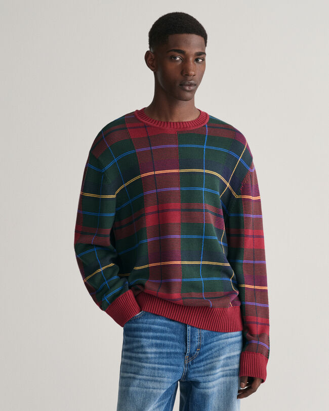 Tartan Jacquard Crew Neck Sweater