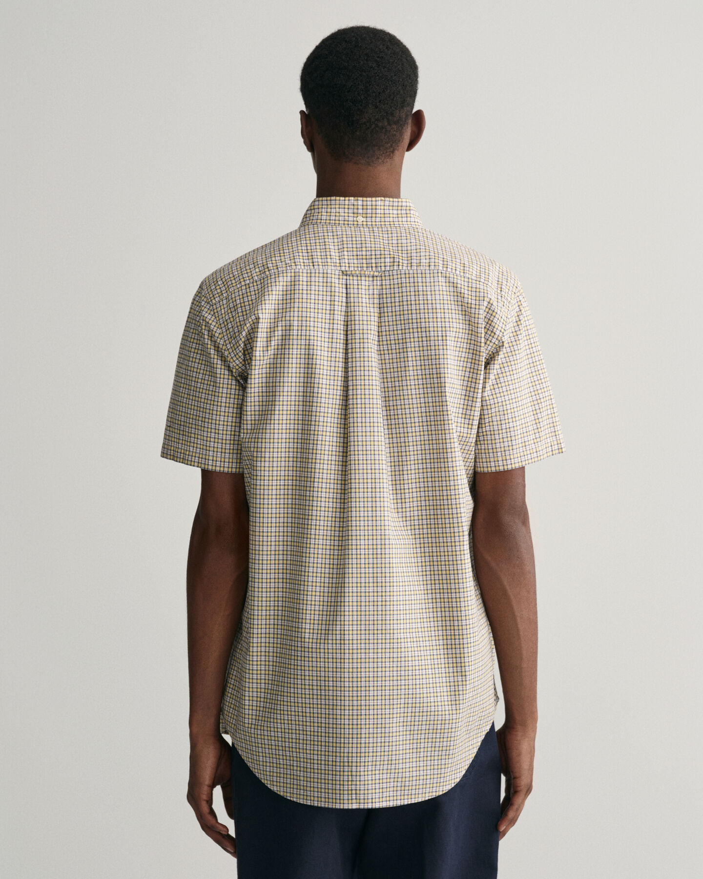 Regular Fit Micro Checked Poplin Short Sleeve Shirt - GANT 