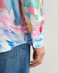 Oversized Sailing Print Silk Shirt