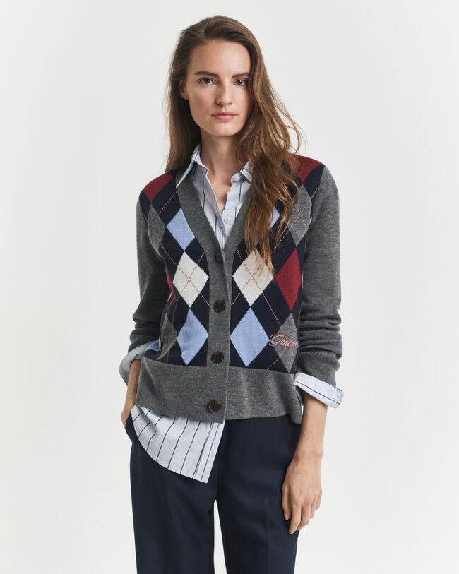 Argyle V-Neck Cardigan