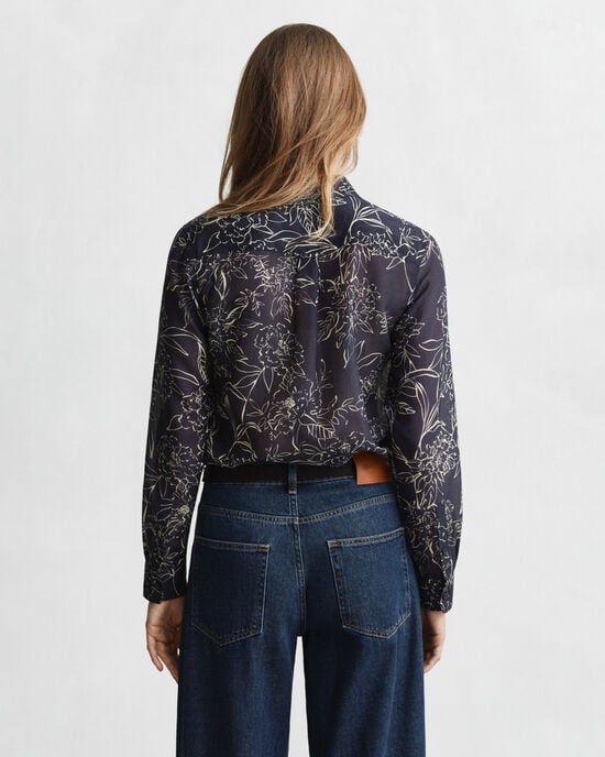 Regular Fit Floral Print Cotton Silk Shirt