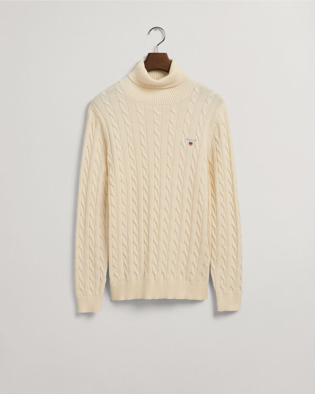Cotton Cable Turtleneck Sweater