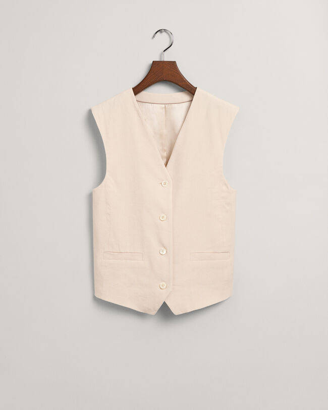 Regular Fit Stretch Linen Waistcoat