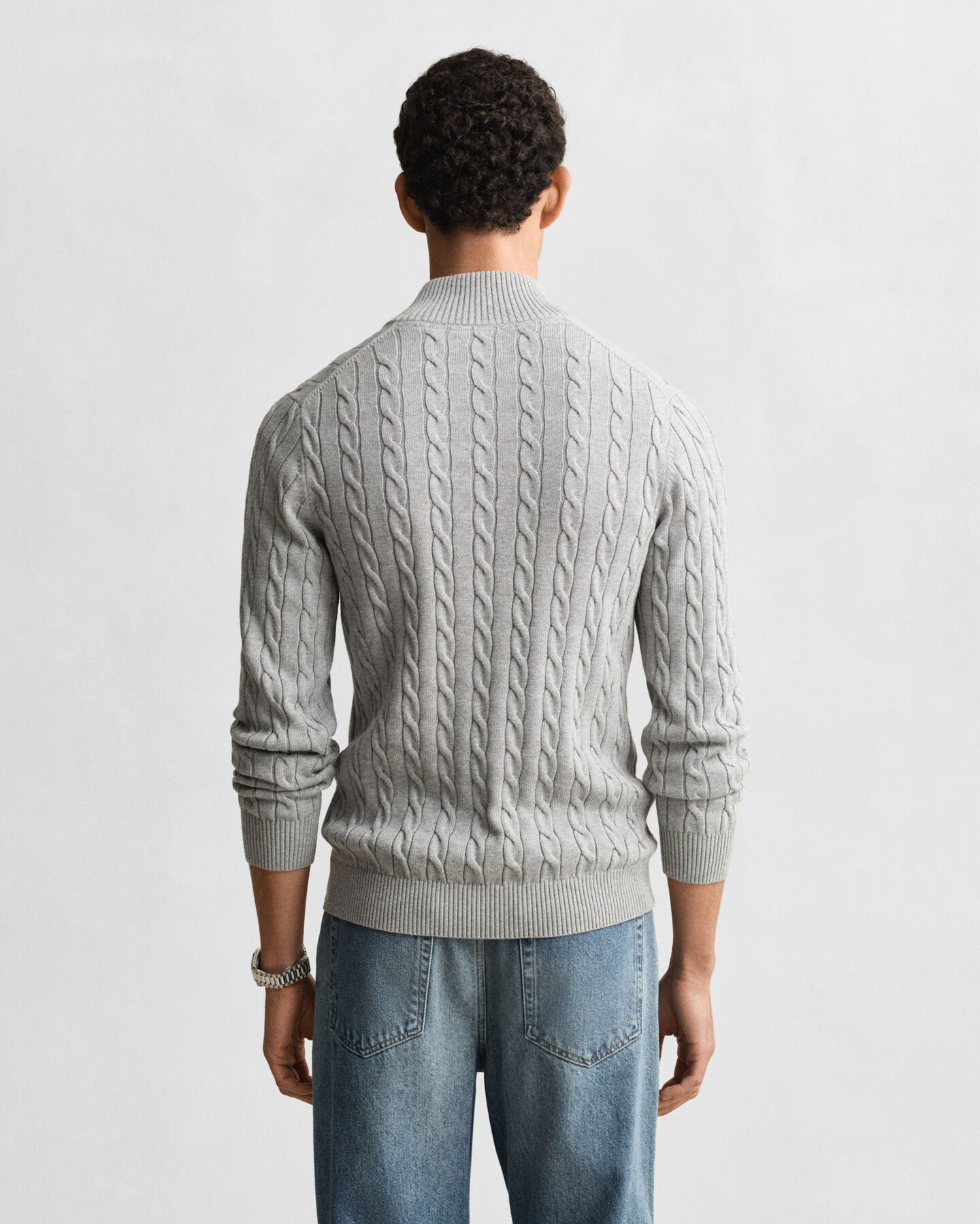 Cotton Cable Knit Half-Zip Sweater