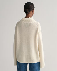 Ribbed Wool Stand Collar Sweater
