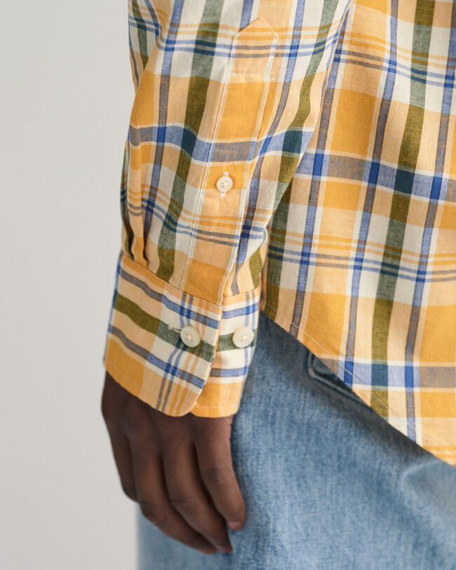 Regular Fit Checked Cotton Linen Shirt