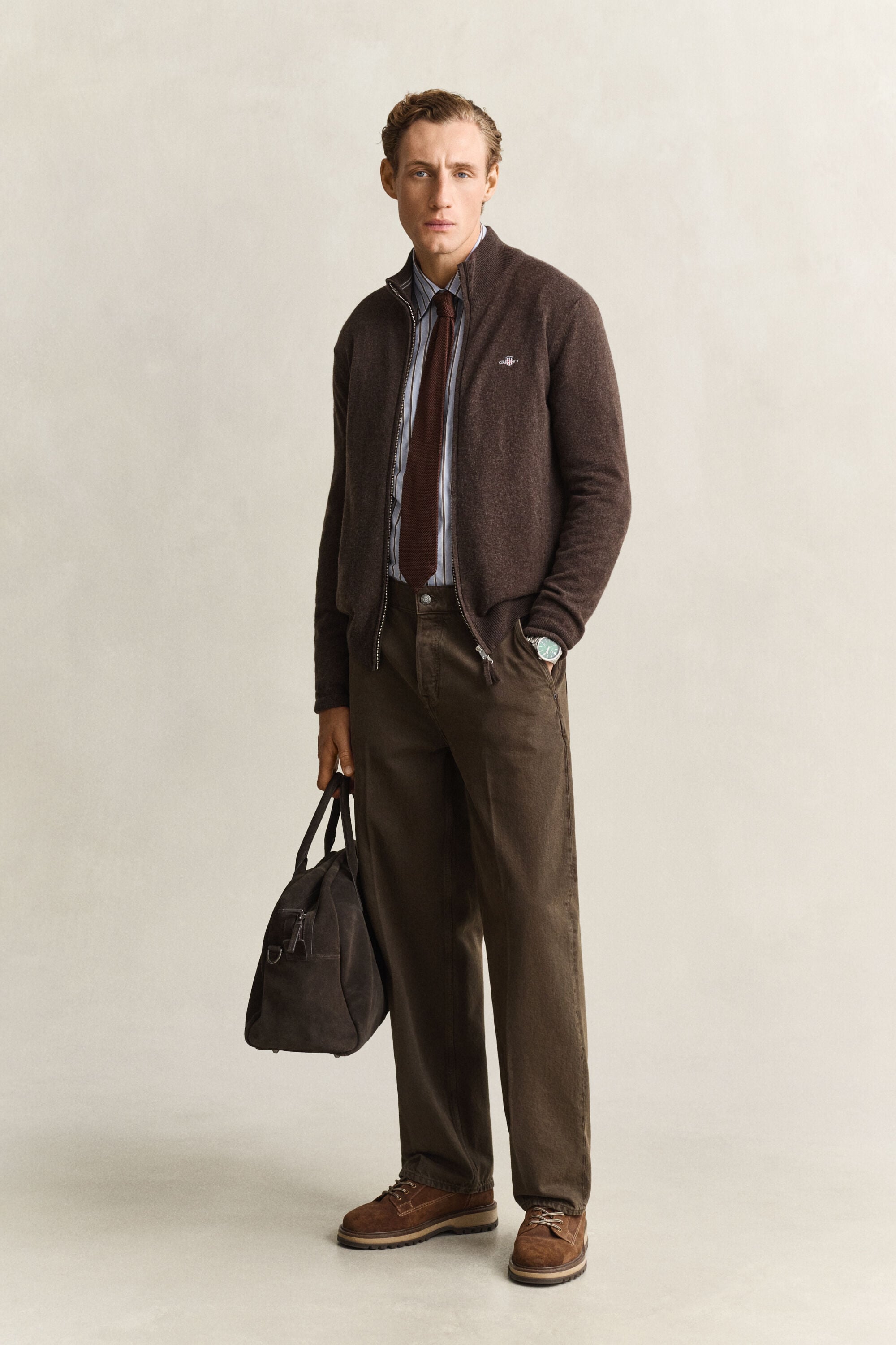 Lambswool Zip Cardigan