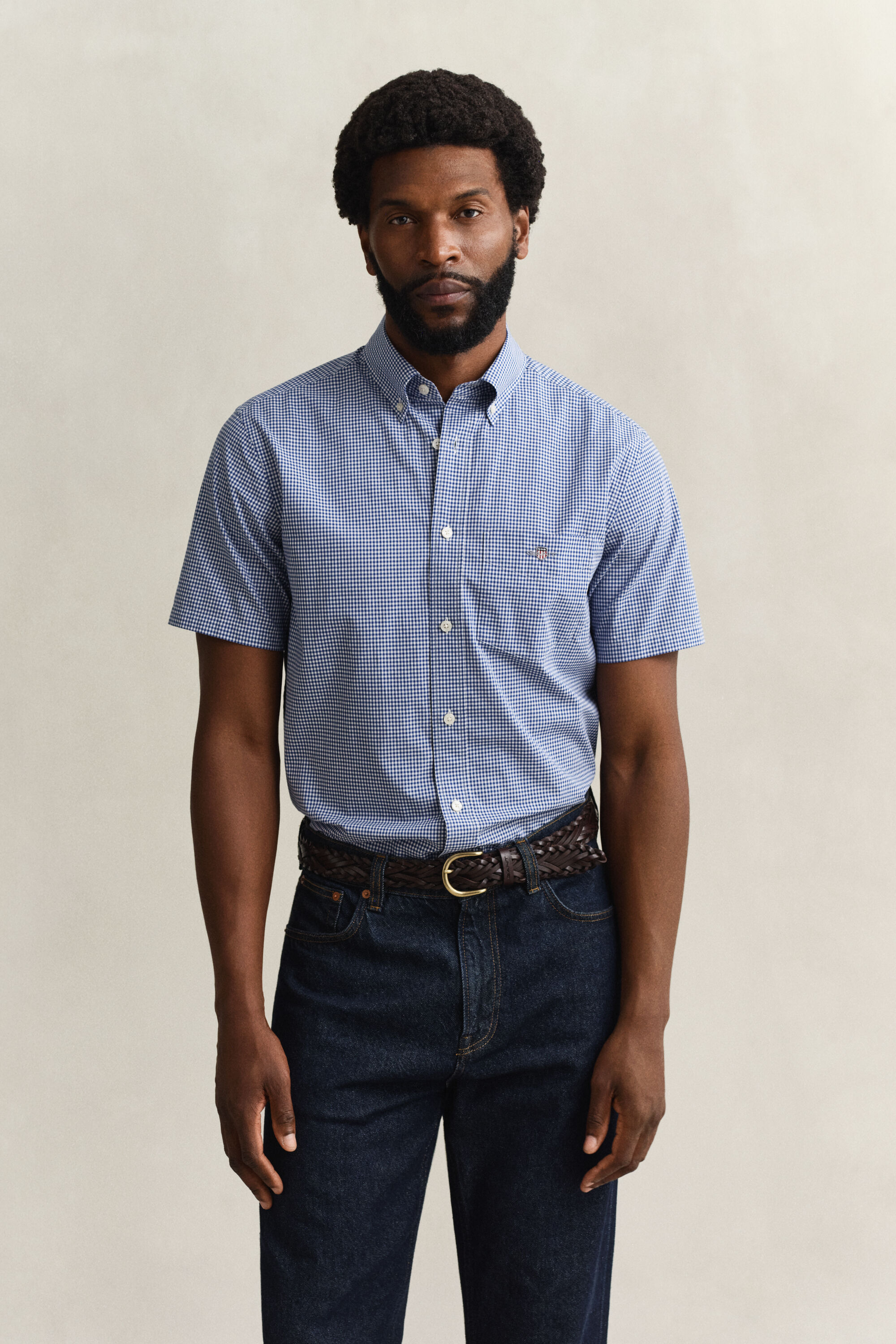 Gingham Classic Poplin Short Sleeve Shirt