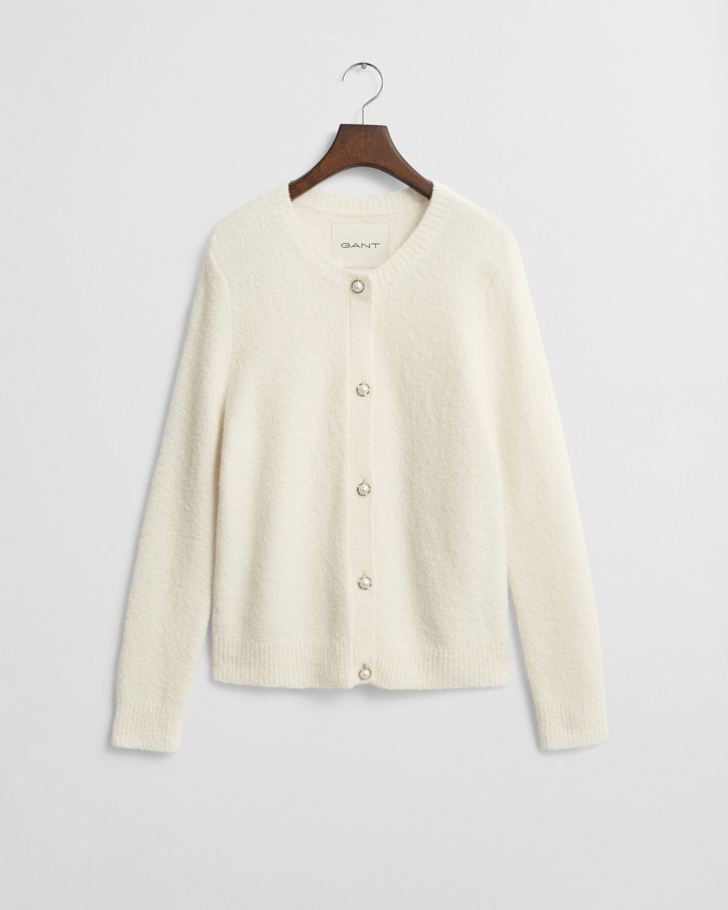 Bouclé Crew Neck Cardigan