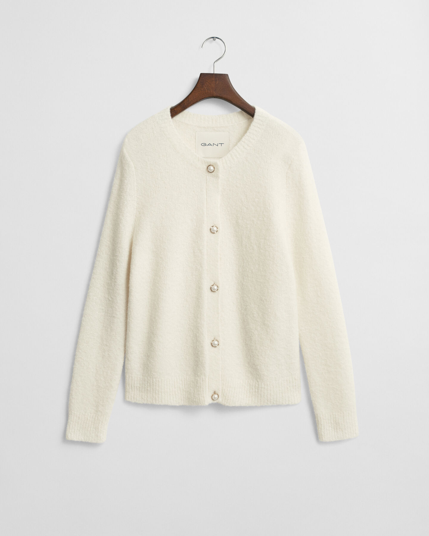Bouclé Crew Neck Cardigan