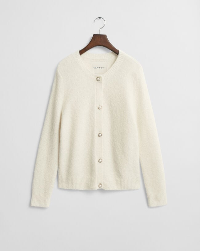 Bouclé Crew Neck Cardigan